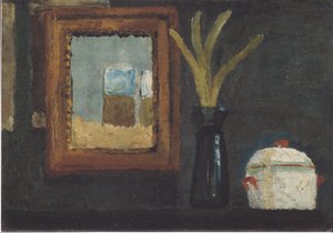 Nature morte avec sucrier et jacinthe dans un verre